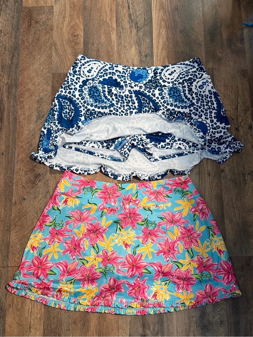 Women’s Floral Blue & Pink Skort Set- Lightweight Summer Shorts